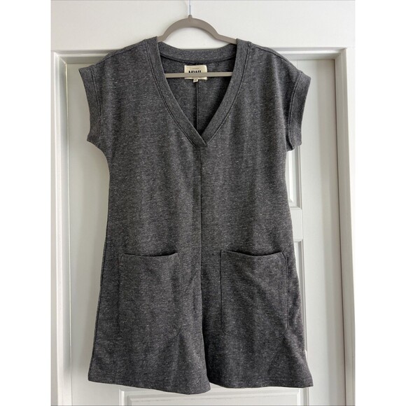 MADEWELL HEATHER GREY RIBBED TRIM AND PATCH POCKETS SKYTERRY ROMPER Sz XS - Picture 4 of 7